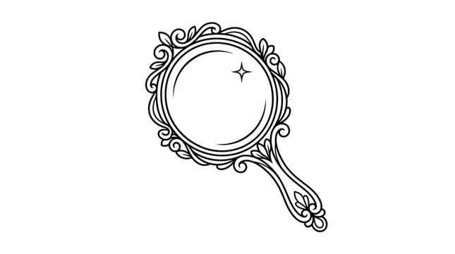 Ornate Handheld Mirror with Swirls and Sparkle