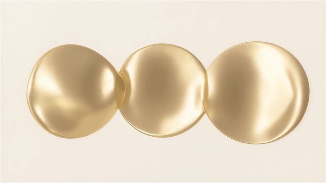 Minimalist luxury artwork featuring three gold foil geometric circles aligned on an elegant cream canvas.