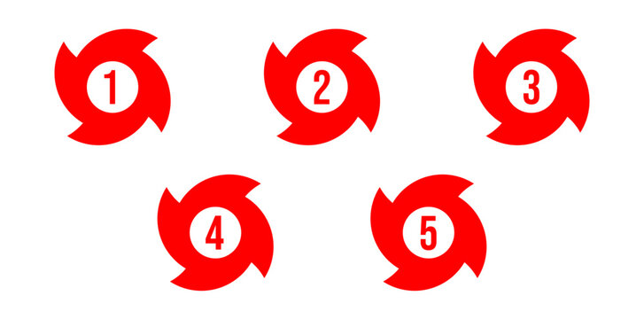 hurricane category 1,2,3,4,5 icon set