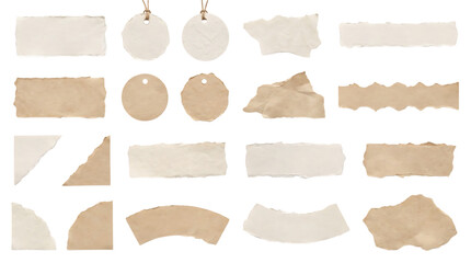 Set of vintage paper labels and torn craft paper tags © Team