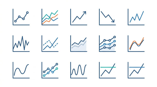 Collection of Hand Drawn Business and Financial Charts and Graphs.