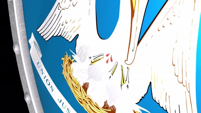 Metallic Shield Transitions with the Flag of State of Louisiana of United States of America
