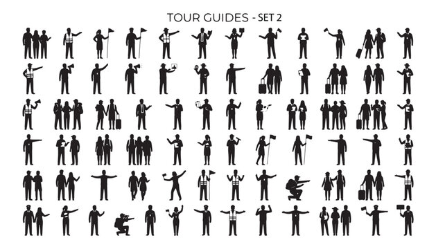 Tour Guide Silhouettes Collection Set 2 &ndash; Travel Leaders and City Tour Poses Set