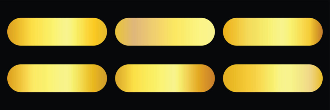 Gold gradients vector set. Gold metal, gold vector.