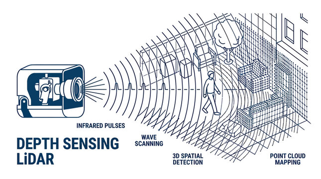 Lidar Depth Sensing Technology: Infrared Pulses, Wave Scanning, 3D Spatial Detection