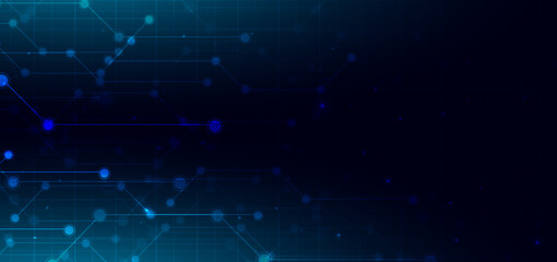 Technology futuristic blue hi tech cyber element on dark blue background. © chaninan