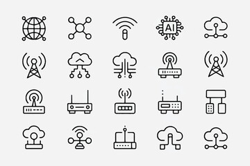 Fototapeta premium a collection of 25 black and white technology icons on gray background