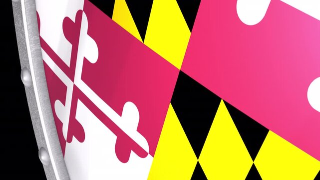 Metallic Shield Transitions with the Flag of State of Maryland of United States of America