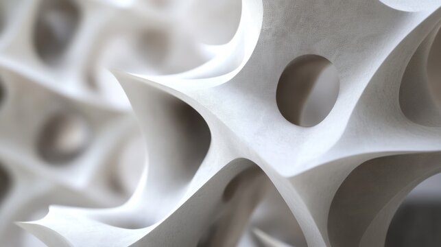 Abstract White Sculpture: Intricate Design and Textured Surface