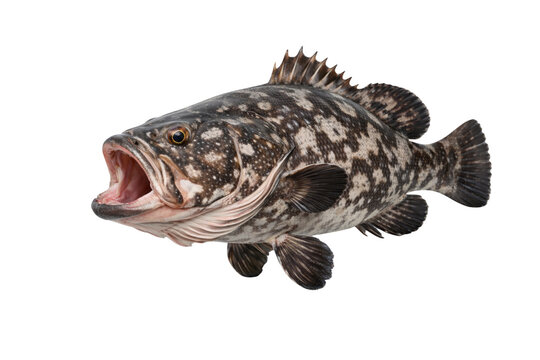 Saltwater mystic grouper (Hyporthodus mystacinus) isolated on transparent background.