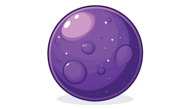 Purple sphere with water droplets on surface.