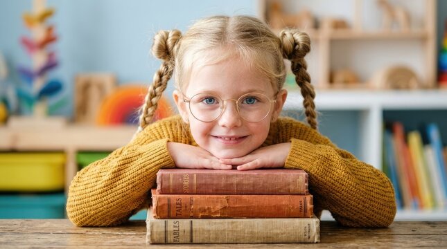Back to school young student with books ready for learning and education in elementary school