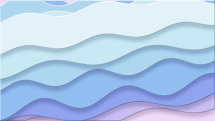 爽やかな水色と青のグラデーションが重なる和風ウェーブ背景素材｜Japanese style fluid wave background with pastel blue and purple paper-cut layers for traditional and modern design © NekoMaruiko