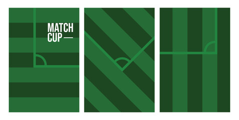 Soccer Field Background Collection with Green Football Pitch Pattern and Sports Poster Templates © alphabeticmind