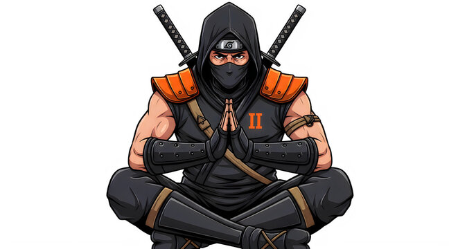 Cartoon ninja character isolated on transparent background
