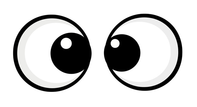 Cartoon googly eyes vector illustration, funny wide staring eyeballs with black pupils, expressive comic eye pair for character design