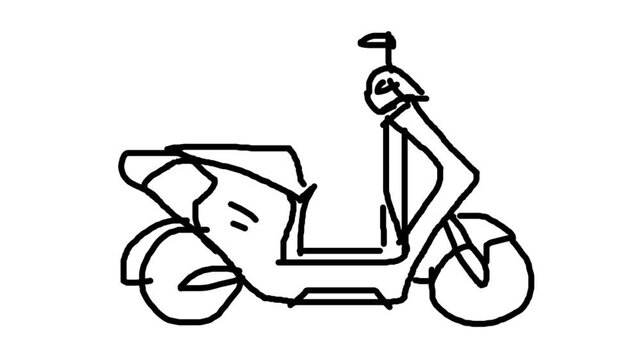 This is a line-art animation clip of a scooter, suitable for use in educational videos, presentations, advertisements, webinars, training sessions, practice materials, notification screens, and icon c