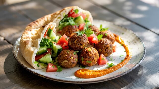 Dishes of Jordanian cuisine. 
A classic street and homemade dish is the Falafel Sandwich in Pita.