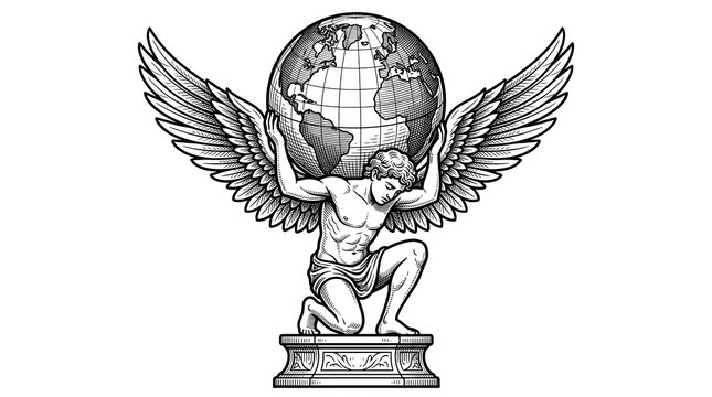 Winged Eros Holding the World on His Shoulders