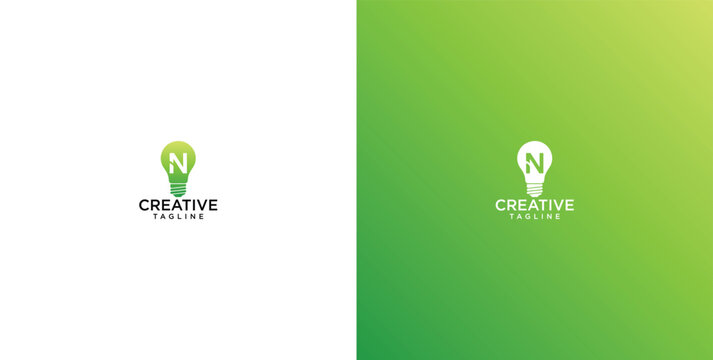 Sleek and vibrant green gradient lightbulb icon integrating the letter N, symbolizing ingenious ideas, inspired creativity, and forward-thinking innovation in business design