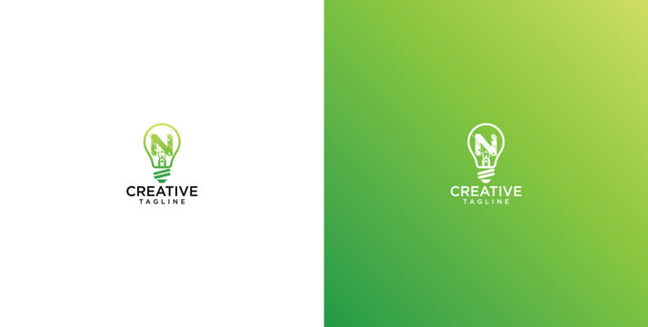 Letter N light bulb logo template design with creative concept for business identity