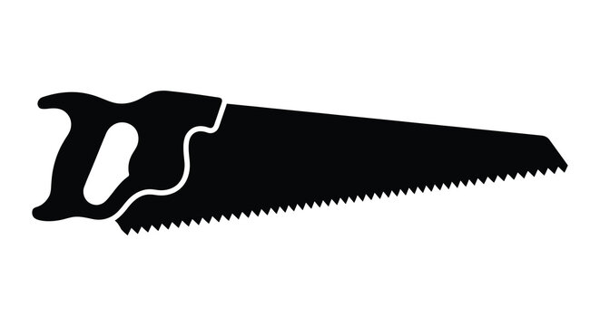 Hand saw silhouette on a white background simple tool outline