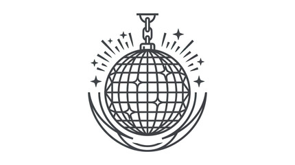 Obraz premium Retro Disco Ball with Starburst and Crescent Moon Icon