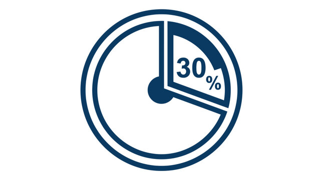 Thirty Percent Pie Chart Icon - Percentage Graphic