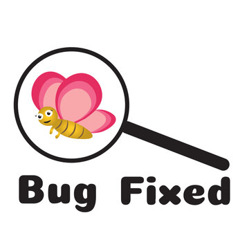 Bug Fixed Sticker | Cute Software Bug Resolved IT Cartoon Icon