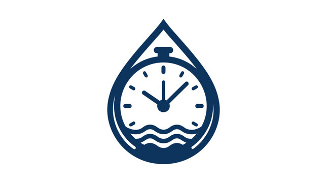 Water Drop Clock Icon - Time and Hydration Concept