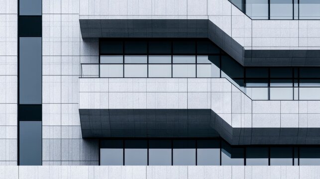 Modern Gray Building Exterior with Geometric Architectural Design