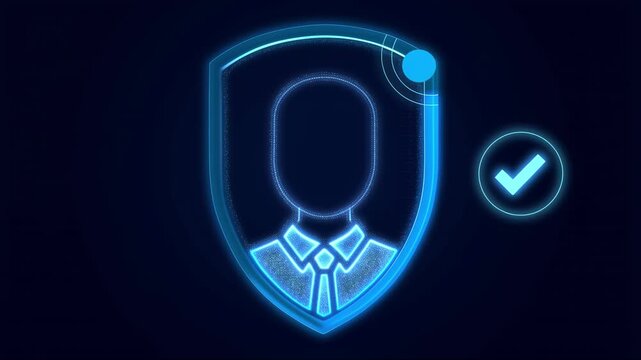 Protecting digital identity verification with glowing shield technology, verified avatar, conveying trust, security, and protection for seamless