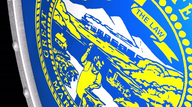 Metallic Shield Transitions with the Flag of State of Nebraska of United States of America