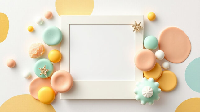 Summer collage with blank polaroid frame and vacation objects, creative photo mockup template