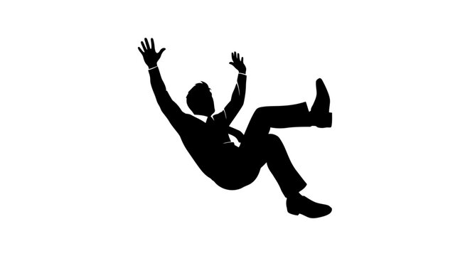 Silhouette of Falling Person in Dynamic Motion.