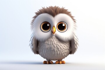 Fototapeta premium Owl cartoon animal white.