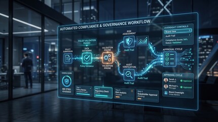 Obraz premium Automated Compliance Governance Workflow With Digital Audit and Policy Validation