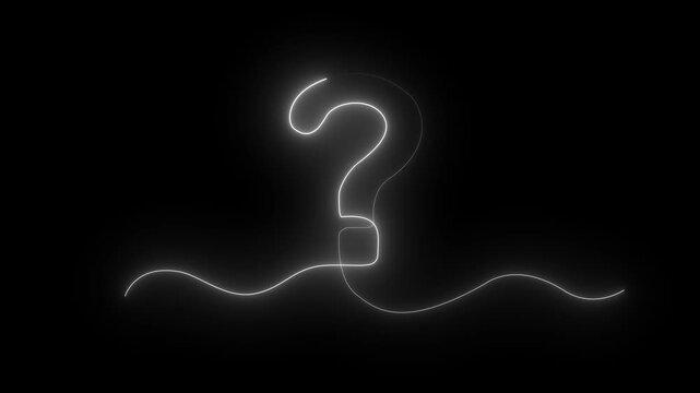 Neon Question Mark Icon Animation Glowing Interrogation Symbol, Futuristic UI HUD, Loop Motion Graphics on Dark Background