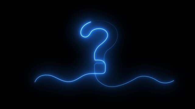Neon Question Mark Icon Animation Glowing Interrogation Symbol, Futuristic UI HUD, Loop Motion Graphics on Dark Background