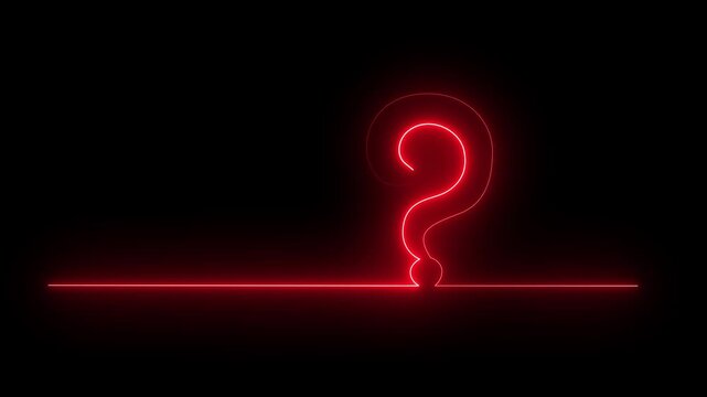 Neon Question Mark Icon Animation Glowing Interrogation Symbol, Futuristic UI HUD, Loop Motion Graphics on Dark Background
