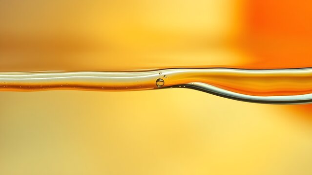 Extreme close-up of a semi-permeable membrane separating murky liquid from clear liquid.