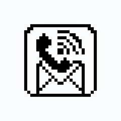 Fototapeta premium A simple black and white pixel art icon representing communication