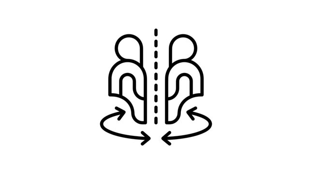 Opposite, Mirror Reflection People Icon, Social Connection Concept