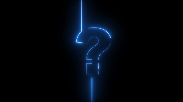 Neon Question Mark Icon Animation Glowing Interrogation Symbol, Futuristic UI HUD, Loop Motion Graphics on Dark Background