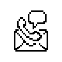 Fototapeta premium A simple pixel art icon representing communication through telephone and mail