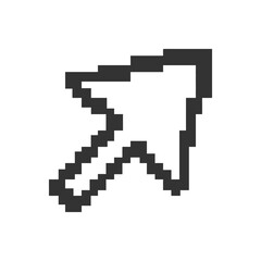 Fototapeta premium A simple black pixelated computer mouse cursor icon on a white background