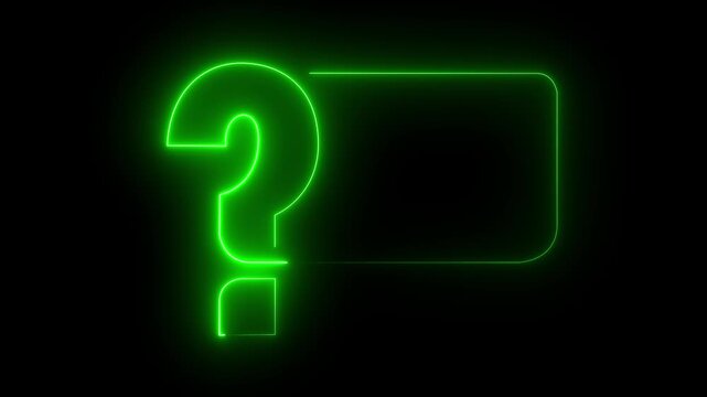 Neon Question Mark Icon Animation Glowing Interrogation Symbol, Futuristic UI HUD, Loop Motion Graphics on Dark Background