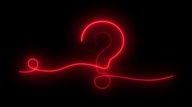 Neon Question Mark Icon Animation Glowing Interrogation Symbol, Futuristic UI HUD, Loop Motion Graphics on Dark Background