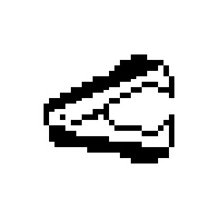 Fototapeta premium A simple black and white pixel art icon of a pair of open metal tongs