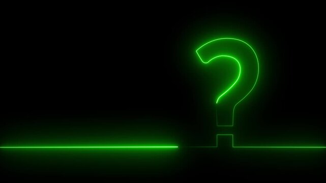 Neon Question Mark Icon Animation with Glowing Light Effect, Futuristic UI Symbol Loop for Tech, Quiz, FAQ and Digital Interface